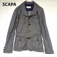 SCAPA スキャパ 綿麻 ジャケット ベルト付 ヘリンボーン 38