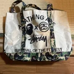 A BATHING APE x STUSSY コラボ トートバッグ