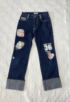 エンジェルブルー　平成レトロ　デニムパンツ　刺繍　Lサイズ(140〜160)