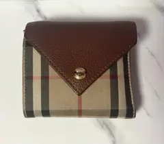 BURBERRY 三つ折財布 ノバチェック柄 ブラウン