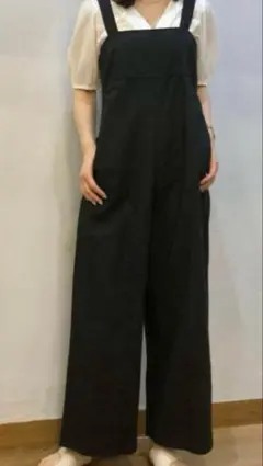 ユニクロ　Lサイズ　リネンブレンドサロペット ブラック　美品