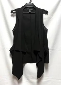Forever 21 ブラックノースリーブ シフォン ベスト M ジレ