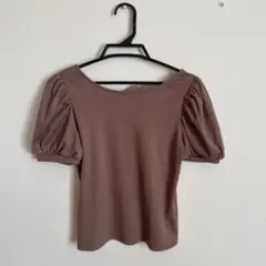 INGNI リボン付きブラウンパフスリーブトップス