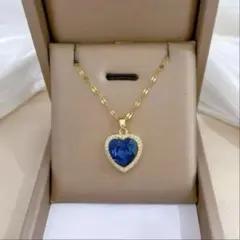 貴賓✨ゴールドネックレス ブルーダイヤモンド ハート 可憐 ラグジュアリー 新品のサムネイル