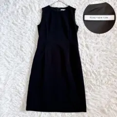 美品✨FOXEY クルーネック ノースリーブ ワンピース ドレス 黒 フォーマル