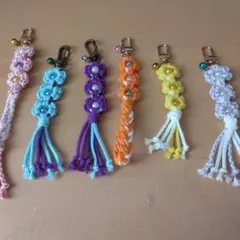 カラフルマクラメチャーム 6個セット
