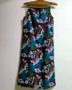 [ボタニカル柄キャミワンピース]ネイビー*SM２