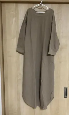 UNIQLO ユニクロ ワッフル クルーネック ワンピース 7分袖