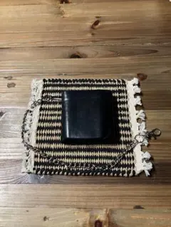 本革 ブラック 二つ折りウォレット 二つ折り財布 ※ウォレットチェーン付き