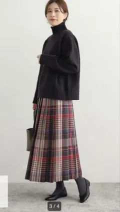 アーバンリサーチドアーズ　カラーチェックプリーツスカート　レッド　ピンク