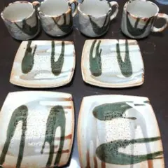 陶器製ティーカップ・ソーサーセット レトロ コーヒーカップ