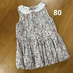 【80サイズ】プティマイン　リバティ　バルーンワンピース　花柄
