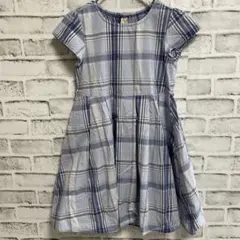 ☘️ petit main チェックワンピース 120cm 青 リボン