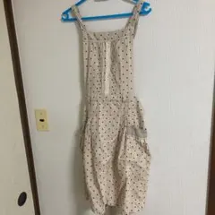 エプロン　レディース　ベージュ水玉　MからL