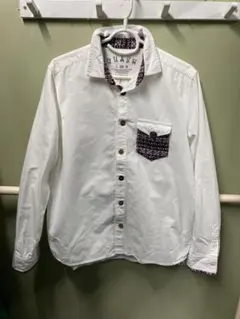 QUASHオックスフォードシャツ ホワイト Lサイズ　ネイティブ柄付き