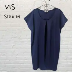❥ vis ヴィス フレンチ袖 チュニック ワンピース ワンピ ネイビー Mのサムネイル