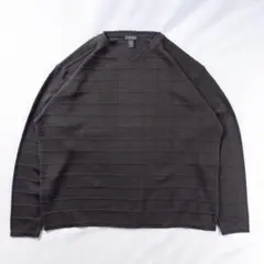 ビンテージ古着イタリア製90s Vネック 立体格子 トラッド レトロ 総柄ニット