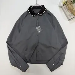 未使用☆BONLECILL noir 2way パール ビジューブラウス 洗えるのサムネイル