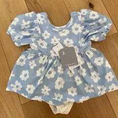 juo ワンピース水着 花柄 100 しまむら　新品　青　ブルー　水色　花