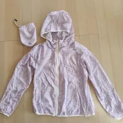 薄紫色 花柄 フード付き マウンテンパーカー Lサイズ 収納袋付き