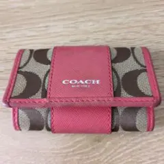 COACH キーケース ピンク ブラウン