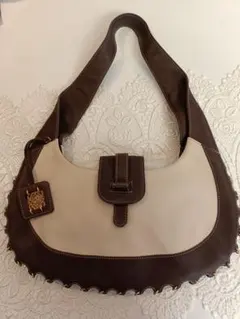 LOEWE ロエベレザーショルダーバッグ ベージュとブラウンコンビ