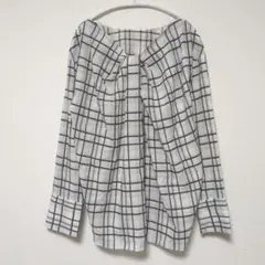 美品 ロートレアモン バックデザイン チェックブラウス 白 黒 38 M 長袖のサムネイル
