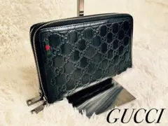 ✨美品✨グッチ　ラウンドファスナー　長財布　レザー　ブラック　ダブルジップ