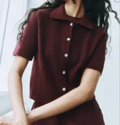 ファインニットカーディガン バーガンディー H&M