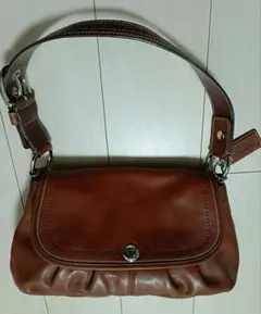 【中古品】COACH「ワンショルダーバック」ブラウン色 レザー