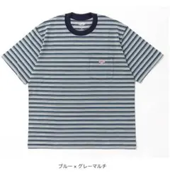 ダントン　ポケット　Tシャツ　ボーダー　ブルー×グレーマルチ　新品のサムネイル