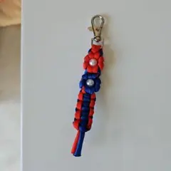 パラコード チャーム ストラップ お花 パールビーズ