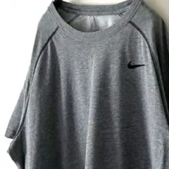 ナイキ NIKE ロゴ 刺繍 Tシャツ L グレー 灰色 古着ドライフィット