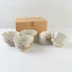 茶道具　京焼　加藤昌山作　色絵金彩　束熨斗文　数茶碗　五客　C　A59