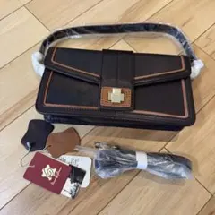 ダークブラウン 本革　レザー ショルダーバッグ　2way