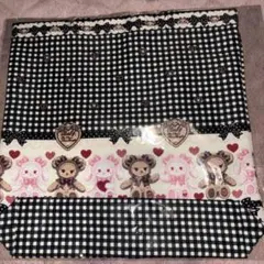 くまくみゃちゃん　うさくみゃちゃん　トートバッグ　ブラックのサムネイル