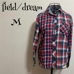 field/dream /チェック柄/長袖シャツ/ M/カジュアル/赤、紺