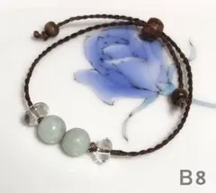 翡翠　水晶　リネン紐　ブレスレット　ウッドビーズ