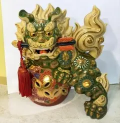九谷焼き] 美品 狛犬シーサー大吉 金彩 - メルカリ