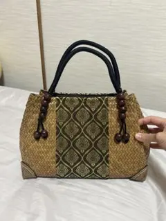 美品バッグ タイ製 おしゃれ　カバン　お土産　THAILANDカゴバッグ