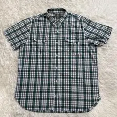 00s ティンバーランド XL シャツ チェック 半袖 緑古着のサムネイル
