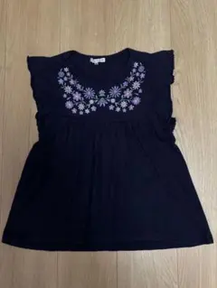 any FAM 花柄刺繍 フリル袖 ノースリーブ　トップス 140