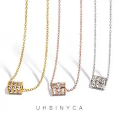 【爆売れ】リング✨cz3柱ダイヤ サージカルステンレス 高級 ネックレス 金アレ