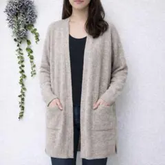 A2056バナナリパブリック✤毛玉あり✤アルパカ混ロングカーディガンS ベージュ