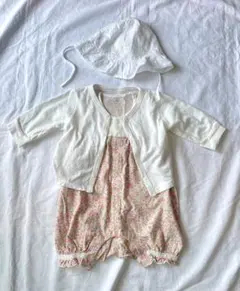 ベビー 春夏 セットコーデ  ロンパース50~70、カーディガン70、帽子44