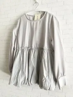 新品タグつき＊しまむらhk works London バルーンブラウス　L グレ