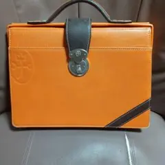 美品カステルバジャック レザーバッグ ハンドバッグ オレンジ 鍵付きのサムネイル