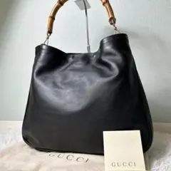 美品✨グッチ トートバッグ ハンドバッグ バンブー 本革 ブラック 大容量 A4
