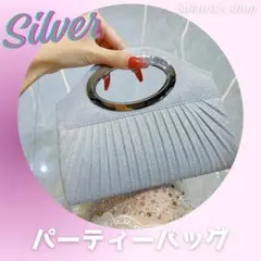 パーティーバッグ クラッチ ショルダー 2way 可愛い サテン シルバー