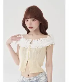 ダーリッチ オフショルコットンレーストップス
